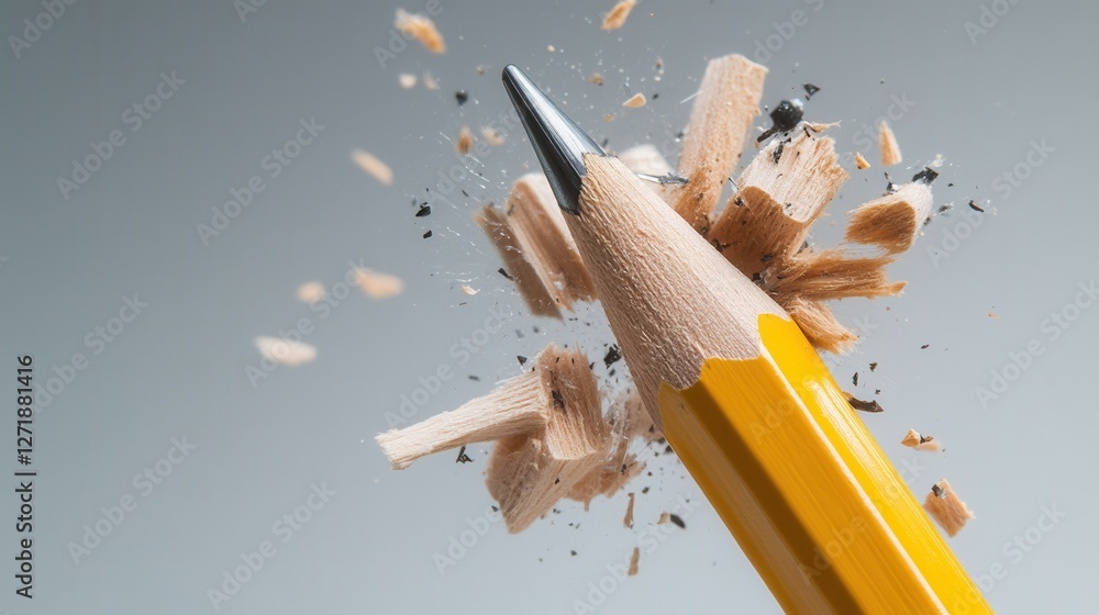 Aufkleber a pencil with a broken tip and a lot of shavings