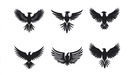 Fototapeta premium Eagle logos design elements. Set of birds. Vector symbols for branding, printing, and design