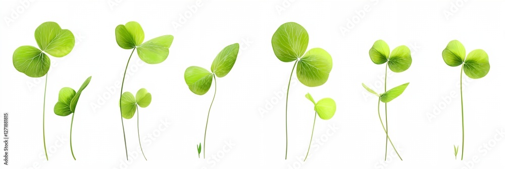 Poster row of green plants with one leaf pointing up and the rest pointing down