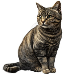 Obraz premium Striking Tabby Cat Portrait Against Black Background