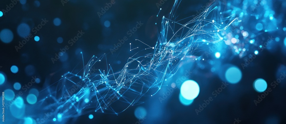 Poster Abstract Blue Network Connection Background With Connecting Dots