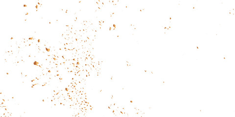 Abstract golden confetti falling down bokeh glitter and zigzag ribbon on transparent background. Design for holyday and celebration background. Vector illustration.

