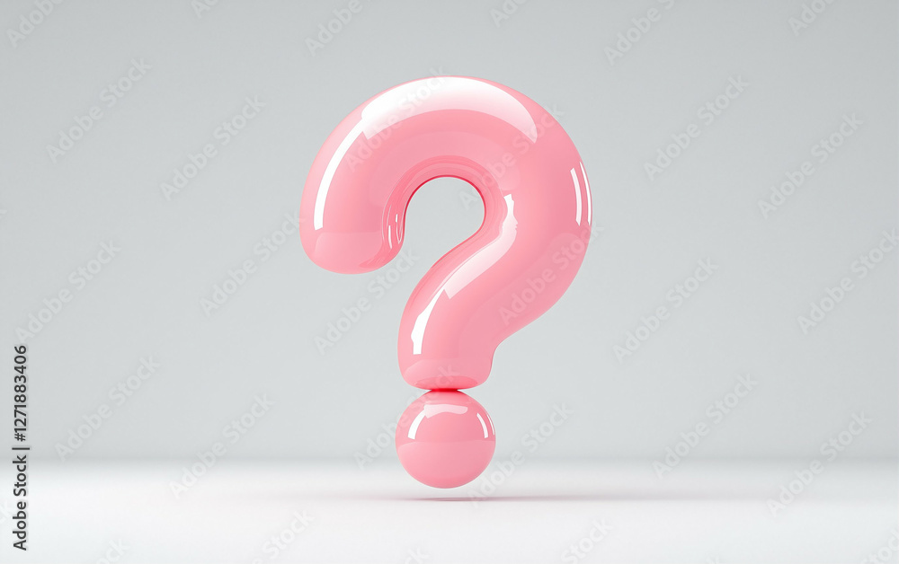 Poster pink question mark on white background. question mark graphic design. 3d rendering question mark