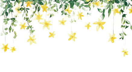 Obraz premium PNG Yellow hanging stars illustration background watercolor.
