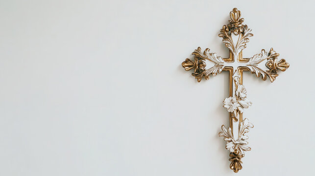 Decorative cross for st. stephen's day celebration on minimalist white background