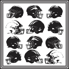 A set of Silhouetted Football Helmets