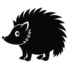 Cute Hedgehog Silhouette Vector Graphic