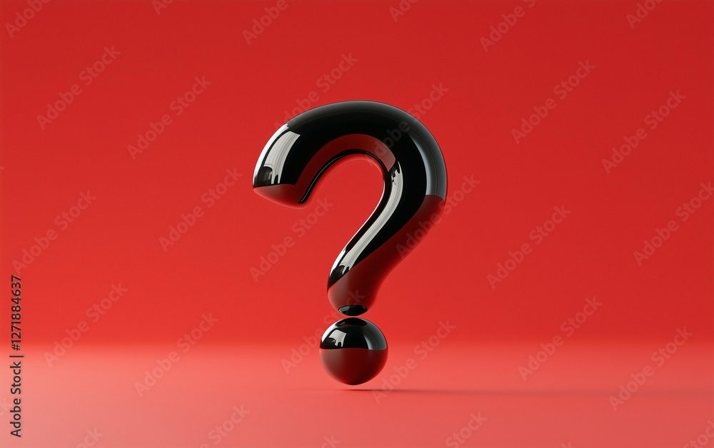 Poster question mark graphic design on red background. glossy question mark on red surface. question mark