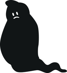 Sad boogeyman black silhouette vector illustration