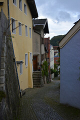 Burghausen downtown city skyline, cityscape of upper Bavaria town in Germany