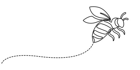 Bee one continuous line sketch. Hand drawn doodle illustration of insect, Continuous one line drawing of elegant honey bee for company logo identity. Organic honey farm icon concept vector pro style.
