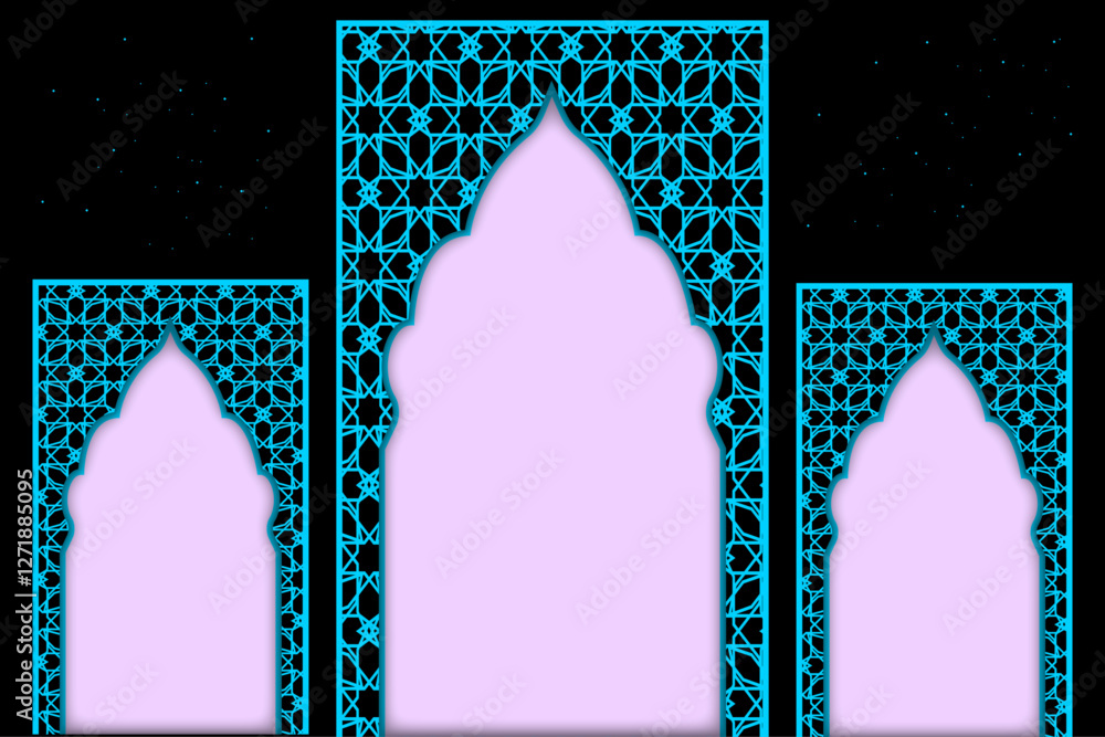 Poster frame for elegant greeting with geometric pattern | abstract minimal vector background for eid, rama