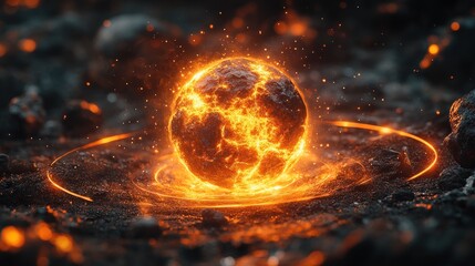 Burning Earth, Volcanic, fiery rings, apocalypse background