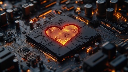 Burning heart on circuit board (1)