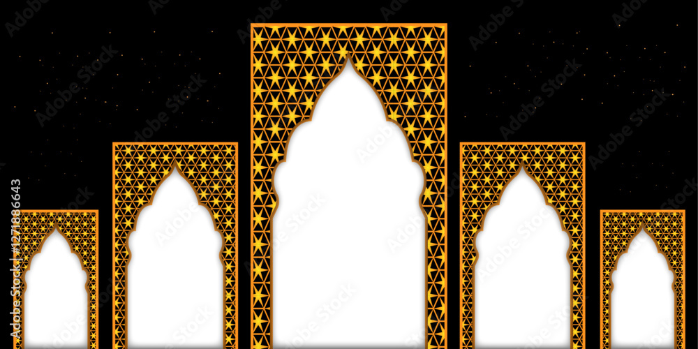 Poster frame for elegant greeting with geometric pattern | abstract minimal vector background for eid, rama