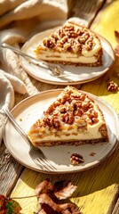 Scrumptious Autumnal Walnut Cheesecake Slice - A Perfect Fall Dessert