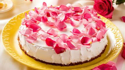 A Delicate Rose Petal Cake for a Special Occasion