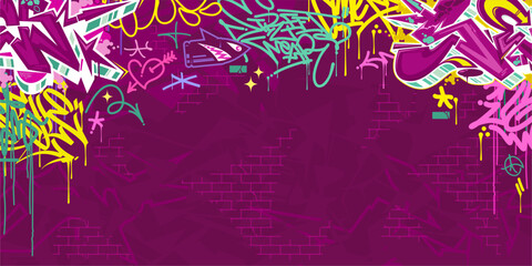 Cool Abstract Colorful Urban Street Art Graffiti Style Vector Illustration Background Template