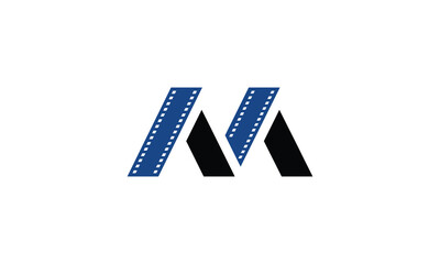 Letter M movie monogram logo design