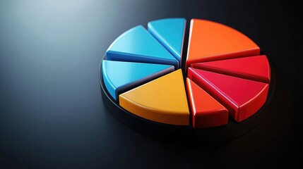 Obraz premium A visually striking image of a D pie chart with segments popping out and a sleek, professional design, perfect for reports, presentations, or data analysis.