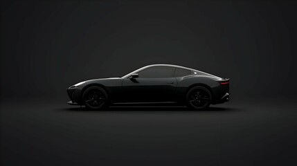 Sleek Black Coupe Profile on Dark Background