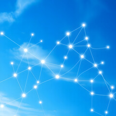 Obraz premium A bright blue star-filled sky glows with winter magic or ilustrassion cloud network