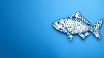 Fototapeta premium Pixelated Fish Illustration on Blue Background Minimalist Digital Art Design