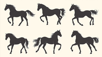 Various horse silhouettes in different poses. --