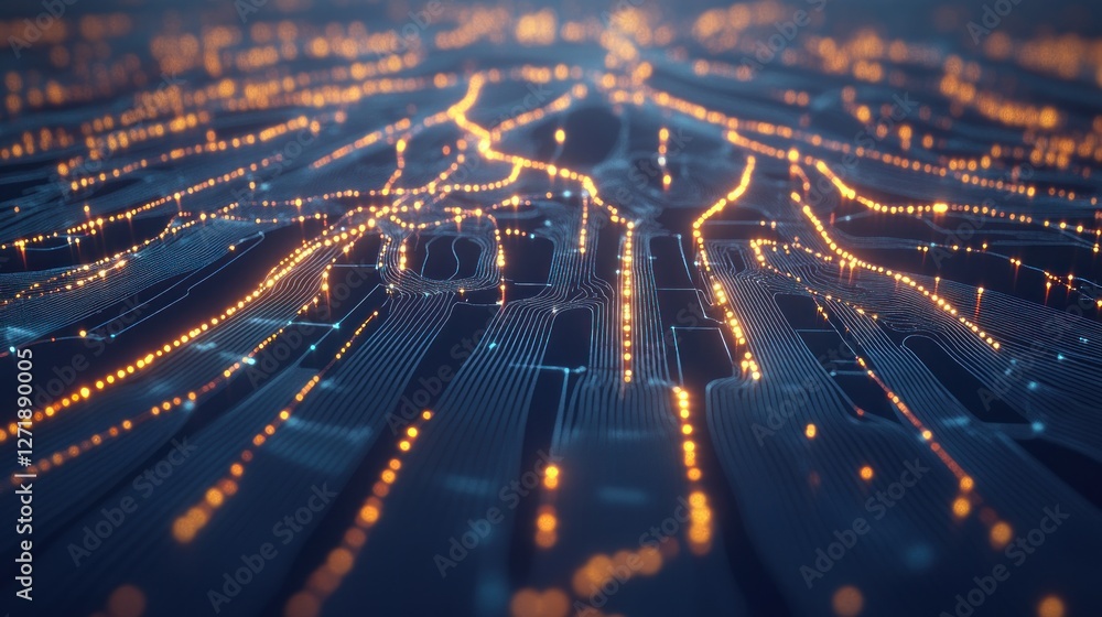 Poster abstract background with glowing circuit board pattern design style