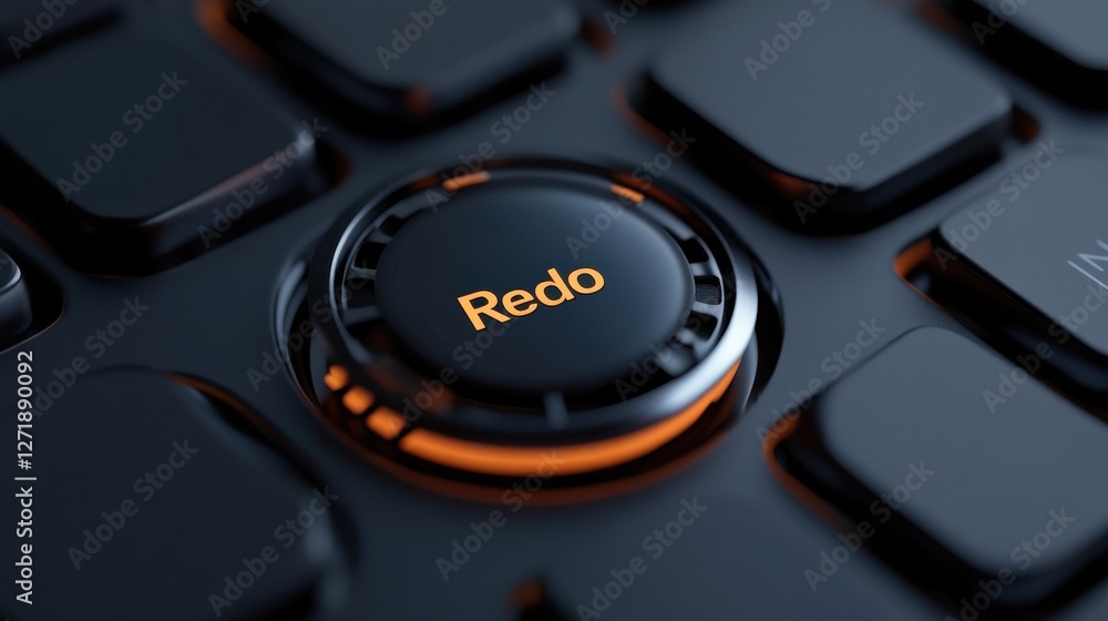 Poster A close up of a keyboard with a redo button in the center