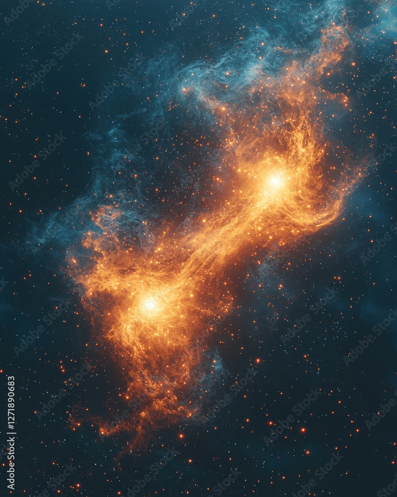 Aufkleber binary star system orbiting each other in space cosmic event celestial environment astronomical view