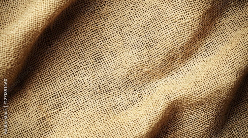 Poster woven burlap fabric displaying a textured surface and subtle folds