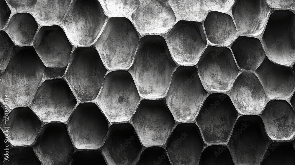 Poster close up of a concrete honeycomb structure creating texture