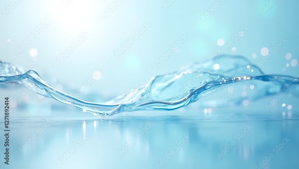 Poster translucent glass effect with a serene soft blue gradient background. generative ai.