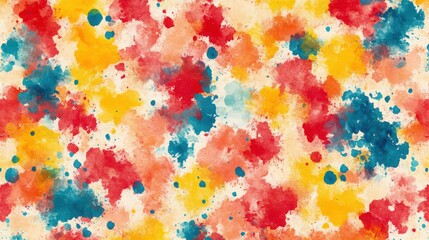 Vibrant Watercolor Splatter Texture with Red, Yellow and Blue Hues