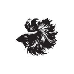 Vector silhouette Betta fish logo art