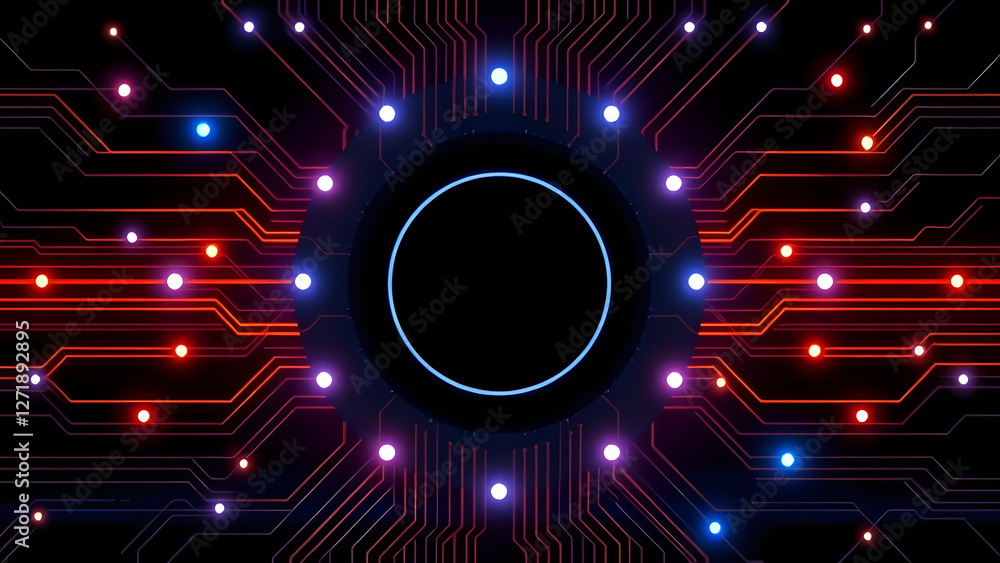 Aufkleber futuristic blue lines of digital circuit board technology create an abstract pattern