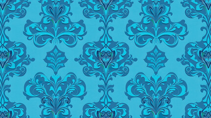 Obraz premium decorative damask pattern including complex floral and scroll motifs. elegant and classic wallpaper style. symmetrical and repeating look