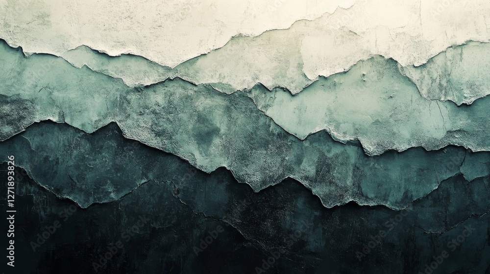 Poster abstract landscape featuring layered textures with jagged edges and gradients