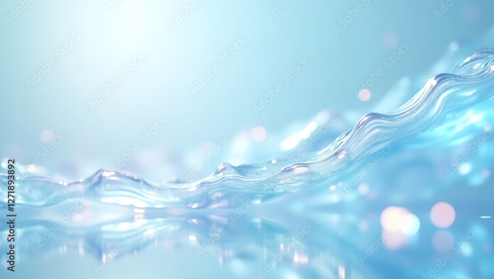 Poster translucent glass effect with a serene soft blue gradient background. generative ai.