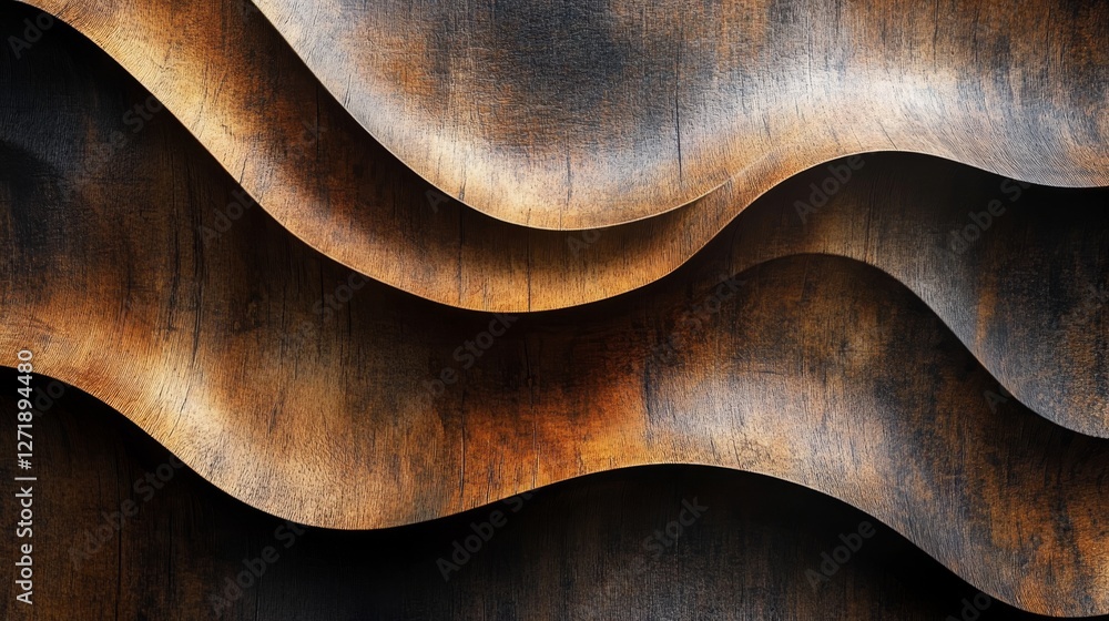 Poster abstract waves of aged wood create flowing textured pattern