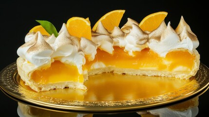 Sumptuous Orange Tart with Meringue: A Visual Delight