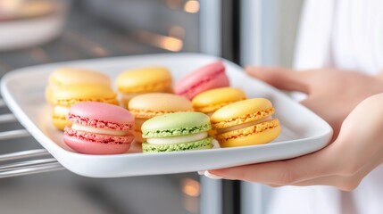 Fototapeta premium Colorful Macarons on a Plate