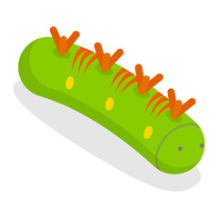 3D Isometric Flat Vector Set of Caterpillars, Spring Insects. Item 1