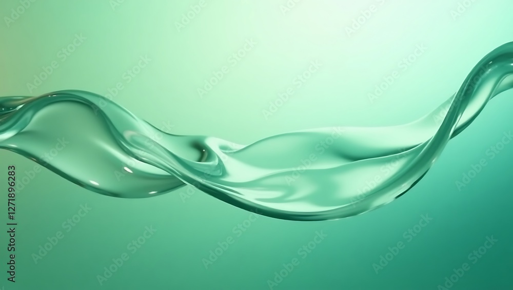 Poster translucent glass effect with a serene green gradient background. generative ai.