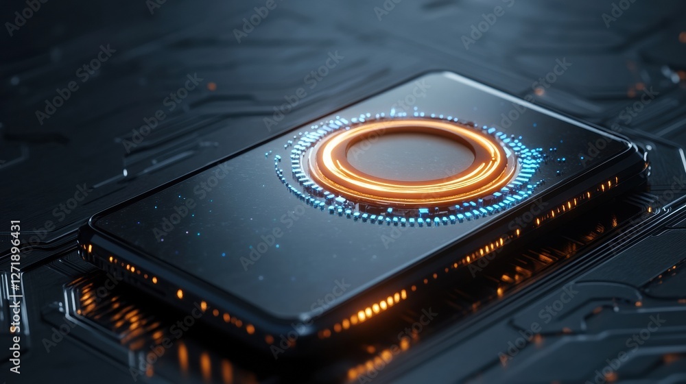Aufkleber a phone with a glowing circle on it