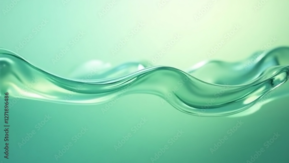 Poster translucent glass effect with a serene green gradient background. generative ai.
