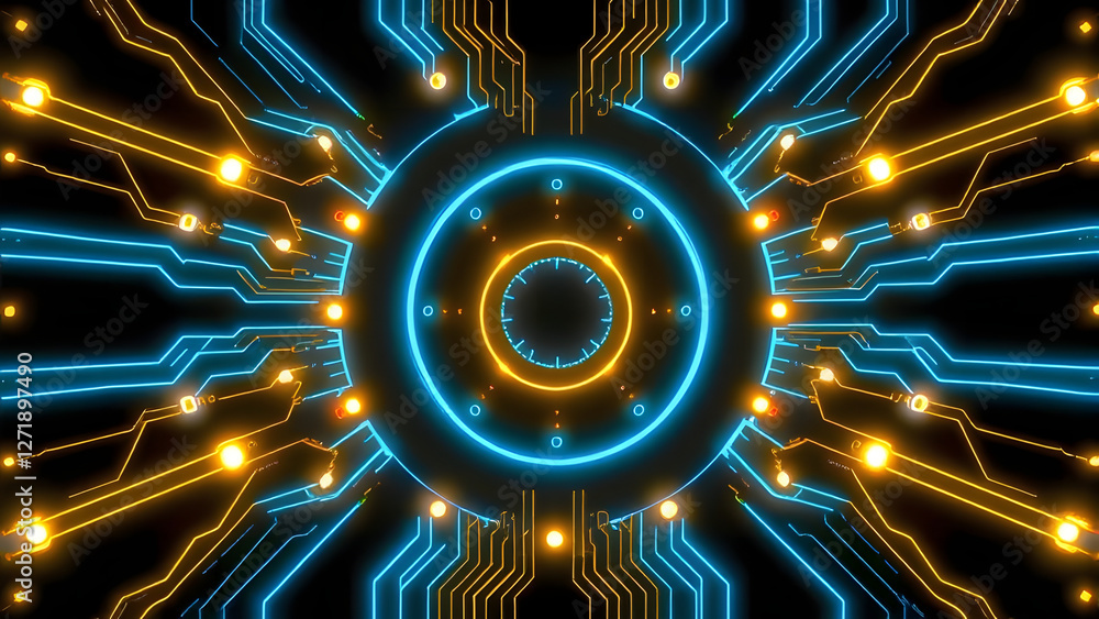 Aufkleber futuristic blue lines of digital circuit board technology create an abstract pattern