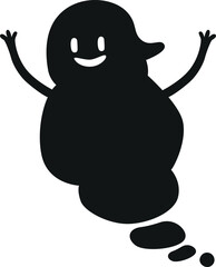 Funny ghost black shadow vector illustration