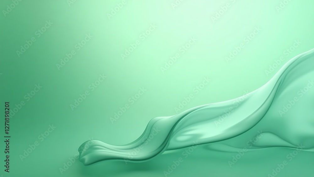 Poster translucent glass effect with a serene green gradient background. generative ai.